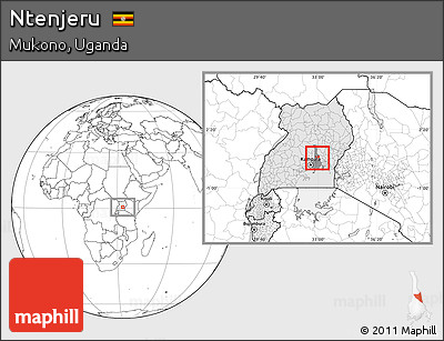 Blank Location Map of Ntenjeru, highlighted country, highlighted parent region