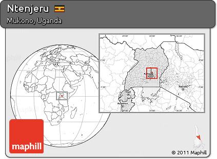 Blank Location Map of Ntenjeru, highlighted country, highlighted parent region