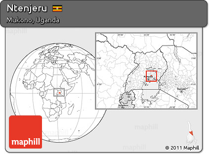 Blank Location Map of Ntenjeru, highlighted parent region, within the entire country