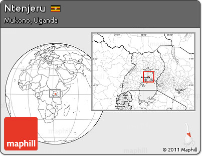 Blank Location Map of Ntenjeru, highlighted parent region, within the entire country