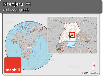 Gray Location Map of Ntenjeru, highlighted country