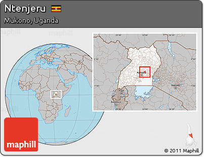 Gray Location Map of Ntenjeru, highlighted country