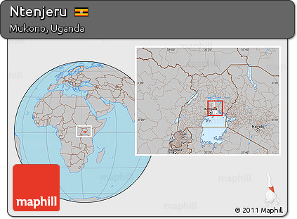 Gray Location Map of Ntenjeru, highlighted parent region, within the entire country