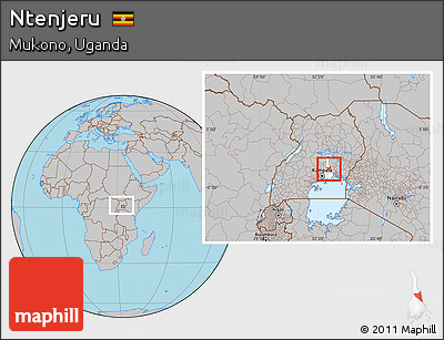 Gray Location Map of Ntenjeru, highlighted parent region, within the entire country