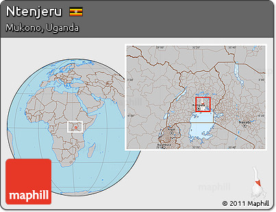 Gray Location Map of Ntenjeru, highlighted parent region, within the entire country