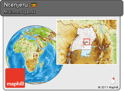 Physical Location Map of Ntenjeru, highlighted country