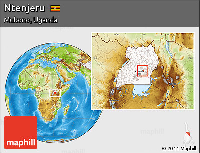 Physical Location Map of Ntenjeru, highlighted country