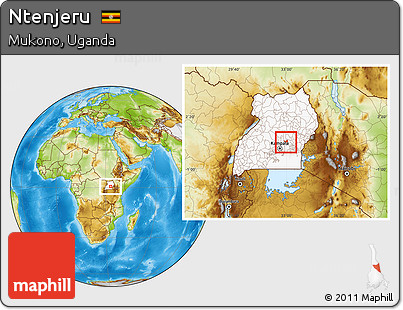 Physical Location Map of Ntenjeru, highlighted country