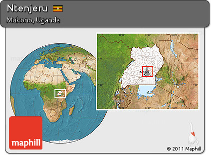 Satellite Location Map of Ntenjeru, highlighted country, highlighted parent region