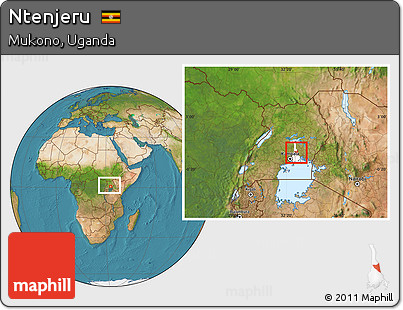 Satellite Location Map of Ntenjeru, highlighted parent region, within the entire country