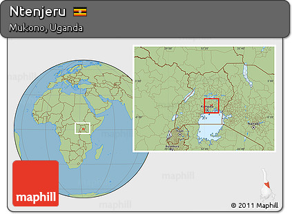 Savanna Style Location Map of Ntenjeru, within the entire country