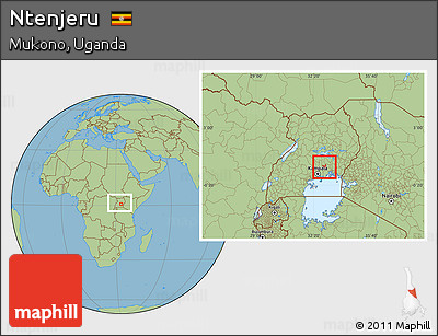 Savanna Style Location Map of Ntenjeru, within the entire country