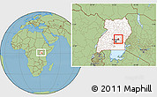 Savanna Style Location Map of Ntenjeru, highlighted country, within the entire country