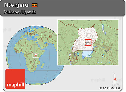 Savanna Style Location Map of Ntenjeru, highlighted country