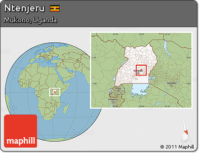 Savanna Style Location Map of Ntenjeru, highlighted country