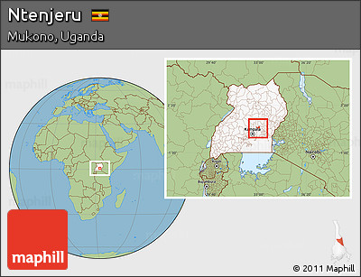 Savanna Style Location Map of Ntenjeru, highlighted country