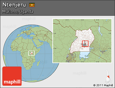 Savanna Style Location Map of Ntenjeru, highlighted country, highlighted parent region, within the entire country