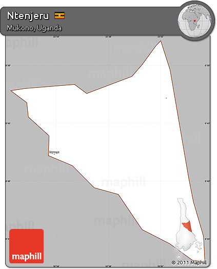 Gray Simple Map of Ntenjeru, cropped outside