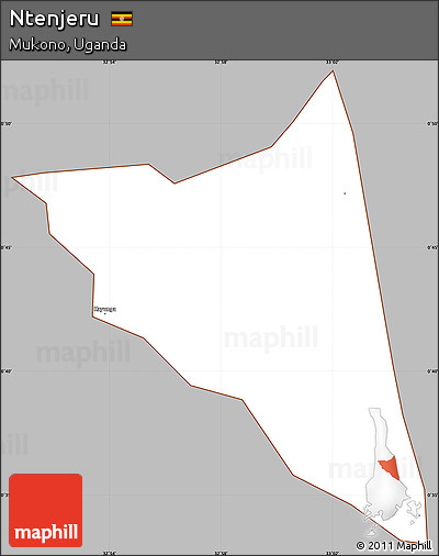 Gray Simple Map of Ntenjeru, cropped outside