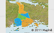 Political Panoramic Map of Mukono, satellite outside