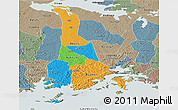 Political Panoramic Map of Mukono, semi-desaturated