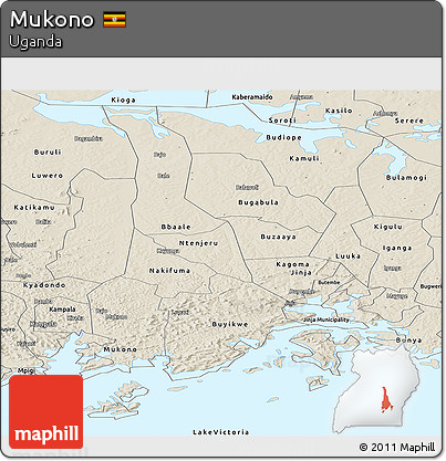 Shaded Relief Panoramic Map of Mukono