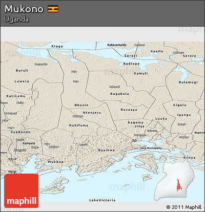 Shaded Relief Panoramic Map of Mukono