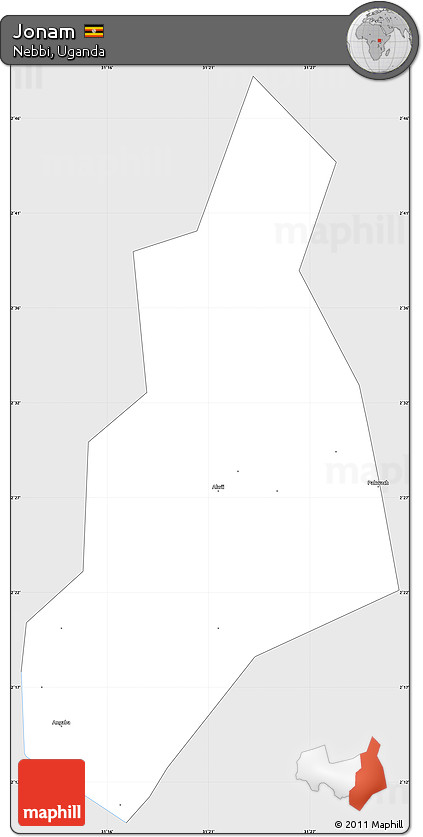 Silver Style Simple Map of Jonam, single color outside