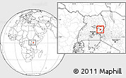 Blank Location Map of Budaka, within the entire country