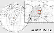 Blank Location Map of Budaka, highlighted country
