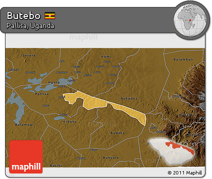 Physical 3D Map of Butebo, darken