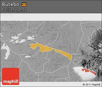 Physical 3D Map of Butebo, desaturated