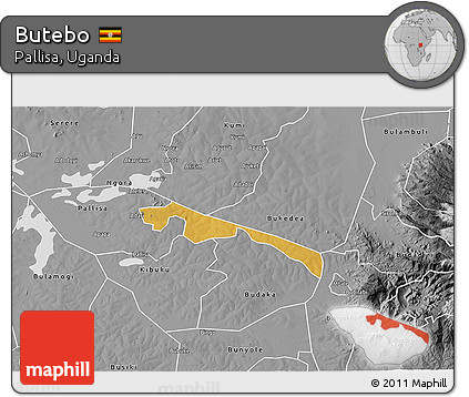 Physical 3D Map of Butebo, desaturated
