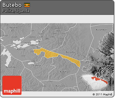 Physical 3D Map of Butebo, desaturated