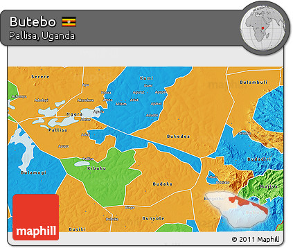 Political 3D Map of Butebo