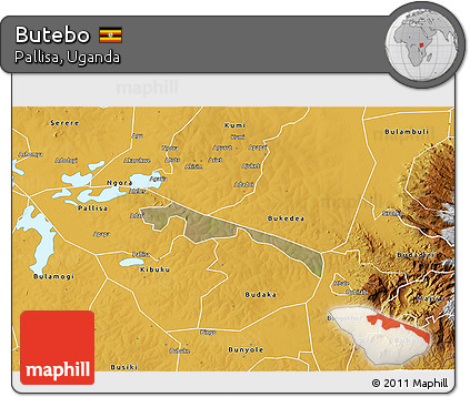 Satellite 3D Map of Butebo, physical outside