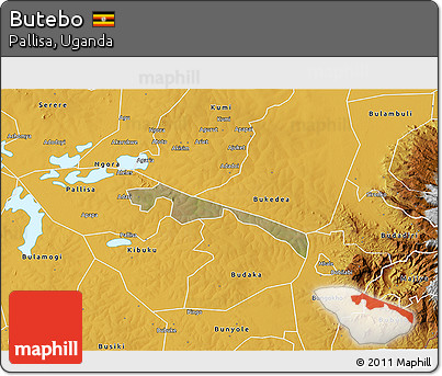Satellite 3D Map of Butebo, physical outside