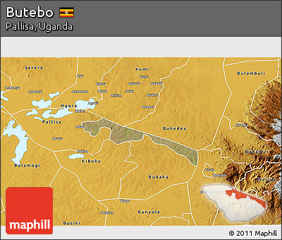Satellite 3D Map of Butebo, physical outside