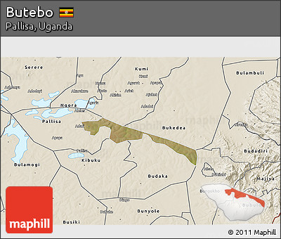 Satellite 3D Map of Butebo, shaded relief outside