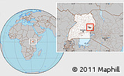 Gray Location Map of Butebo, highlighted country, highlighted parent region