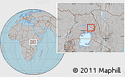 Gray Location Map of Butebo, highlighted parent region, hill shading