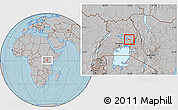 Gray Location Map of Butebo, hill shading