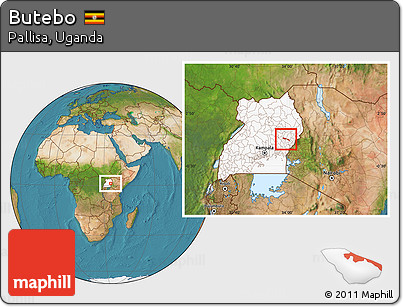 Satellite Location Map of Butebo, highlighted country