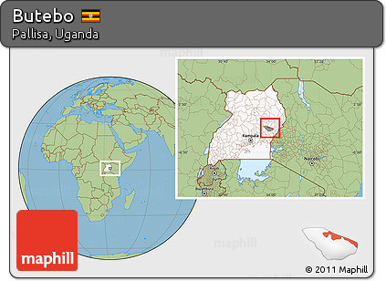 Savanna Style Location Map of Butebo, highlighted country, highlighted parent region