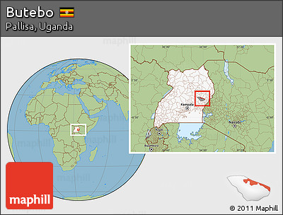 Savanna Style Location Map of Butebo, highlighted country, highlighted parent region