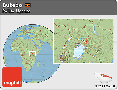 Savanna Style Location Map of Butebo, highlighted parent region