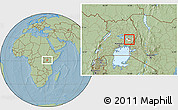 Savanna Style Location Map of Butebo, highlighted parent region, hill shading