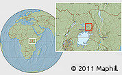 Savanna Style Location Map of Butebo, hill shading