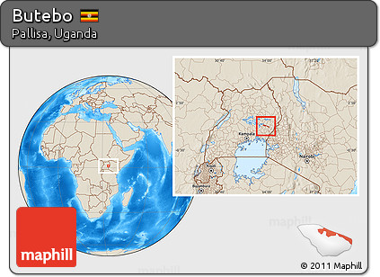 Shaded Relief Location Map of Butebo