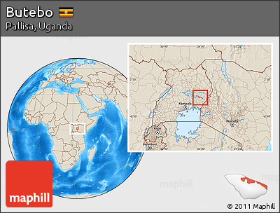 Shaded Relief Location Map of Butebo